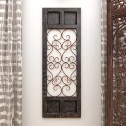Traditional Wood Scroll Window Inspired Wall Decor With Metal Scrollwork Relief Brown - Olivia & May -Home Decor Series Store GUEST 415871b5 bfff 4fa0 a2d5 1b82bf340be6
