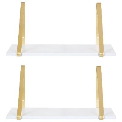 2pk 18" Soloman Wooden Shelves With Brackets White - Kate & Laurel All Things Decor 4 2pk 18" Soloman Wooden Shelves With Brackets White - Kate & Laurel All Things Decor - Image 4