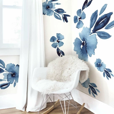 Clara Jean April Showers Flowers Peel And Stick Giant Wall Decal Blue - RoomMates 1 Clara Jean April Showers Flowers Peel And Stick Giant Wall Decal Blue - RoomMates