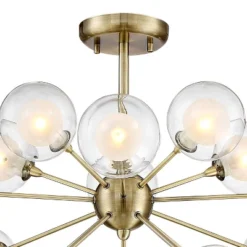 Possini Euro Design Modern Ceiling Light Semi Flush Mount Fixture Sputnik Brass 30 1/2" Wide 15-Light Double Glass Ball Hallway -Home Decor Series Store GUEST 431beddf 6c5b 4cd2 85aa 5ca719f915b6