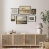 Americanflat 6 Piece Vintage Gallery Wall Art Set - Elm Tree Landscape, The Shore, Woven Silk Textile, Floral Still By Maple + Oak