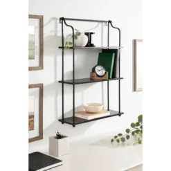 21" X 32" Walters Wood/Metal 3 Tier Shelving Black - Kate & Laurel All Things Decor -Home Decor Series Store GUEST 44ef7053 347b 4752 a26e 06b28f22701e