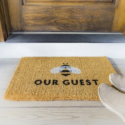 Evergreen Bee Our Guest Woven Back Indoor Outdoor Natural Coir Doormat 1'6"x2'6" Multicolored 4 Evergreen Bee Our Guest Woven Back Indoor Outdoor Natural Coir Doormat 1'6"x2'6" Multicolored - Image 4