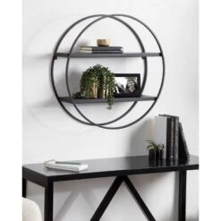24" Diameter Sequoia Wood And Metal Round Wall Shelf - Kate & Laurel All Things Decor -Home Decor Series Store GUEST 45b6cefb c872 460e bff4 95feb96d08c2