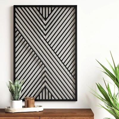 Geometric MDF Wood Wall Panel Black - Project 62™ 1 Geometric MDF Wood Wall Panel Black - Project 62™