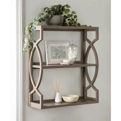 25" X 28" Raines Wood Decorative Wall Shelf Gray - Kate & Laurel All Things Decor 6 25" X 28" Raines Wood Decorative Wall Shelf Gray - Kate & Laurel All Things Decor - Image 6