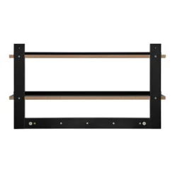 29" X 16" 2 Tier Ledge Wall Shelf Organizer With Five Hanging Hooks Black - Danya B. -Home Decor Series Store GUEST 479b5ca8 1d54 428d 9a93 83077ab0aacc
