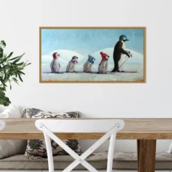 26" X 14" Ski School Penguins By Lucia Heffernan Framed Canvas Wall Art - Amanti Art -Home Decor Series Store GUEST 49da27c5 4c6d 460b b5a8 2c45cc898c76