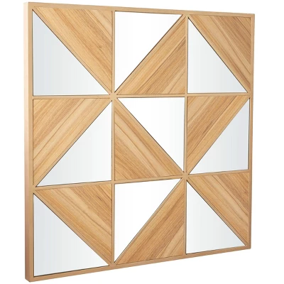 Wood Geometric Triangle Mirrored Wall Decor Light Brown - Novogratz 2 Wood Geometric Triangle Mirrored Wall Decor Light Brown - Novogratz - Image 2