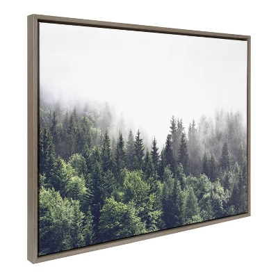 28" X 38" Sylvie Lush Green Forest On A Foggy Day Framed Canvas Gray - Kate & Laurel All Things Decor 1 28" X 38" Sylvie Lush Green Forest On A Foggy Day Framed Canvas Gray - Kate & Laurel All Things Decor