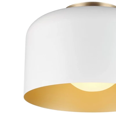 Amy 1-Light Matte White Flush Mount Ceiling Light With Inner Frosted Glass Shade - Globe Electric 2 Amy 1-Light Matte White Flush Mount Ceiling Light With Inner Frosted Glass Shade - Globe Electric - Image 2