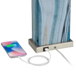 360 Lighting Connie Modern Table Lamps 25" High Set Of 2 Blue Faux Marble With USB Charging Ports LED White Shade For Bedroom Living Room House Desk 9 360 Lighting Connie Modern Table Lamps 25" High Set Of 2 Blue Faux Marble With USB Charging Ports LED White Shade For Bedroom Living Room House Desk -Home Decor Series Store GUEST 4cf6a2c4 b871 4398 af22 3a98d79344df