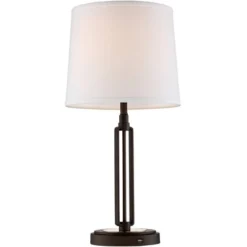Franklin Iron Works Javier Industrial Table Lamp 24 1/2" High Bronze With USB Charging Port White Drum Shade For Bedroom Living Room Bedside Home Desk 13 Franklin Iron Works Javier Industrial Table Lamp 24 1/2" High Bronze With USB Charging Port White Drum Shade For Bedroom Living Room Bedside Home Desk -Home Decor Series Store GUEST 4d1ea184 e7c5 48f3 abb6 aa4071b25735