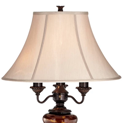 Barnes And Ivy Traditional Floor Lamp 4-Light 63" Tall Lush Bronze Tortoise Glass Font Bell Shade For Living Room Reading Bedroom Office 3 Barnes And Ivy Traditional Floor Lamp 4-Light 63" Tall Lush Bronze Tortoise Glass Font Bell Shade For Living Room Reading Bedroom Office - Image 3