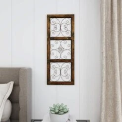 36" X 14" Wood Scroll Window Inspired Wall Decor With Metal Scrollwork Relief Brown - Olivia & May 21 36" X 14" Wood Scroll Window Inspired Wall Decor With Metal Scrollwork Relief Brown - Olivia & May -Home Decor Series Store GUEST 4d391d47 ded3 41f8 844c 2f274455f831