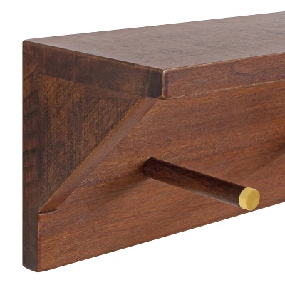 18" X 5" Hinter Wood Shelf With Pegs Walnut Brown - Kate & Laurel All Things Decor 3 18" X 5" Hinter Wood Shelf With Pegs Walnut Brown - Kate & Laurel All Things Decor - Image 3