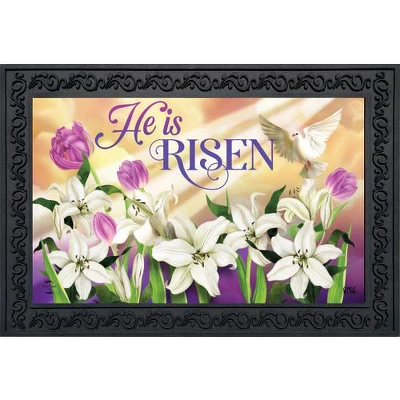 He Is Risen Lilies Easter Doormat Religious Indoor Outdoor 30" X 18" Briarwood Lane 1 He Is Risen Lilies Easter Doormat Religious Indoor Outdoor 30" X 18" Briarwood Lane