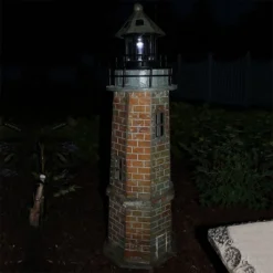 Sunnydaze Decor Sunnydaze Outdoor Backyard Garden Nautical Lighthouse Solar LED Pathlight Statue Figurine - 35" - Brick -Home Decor Series Store GUEST 4e8dc4fa 3555 4c31 9c60 39056ce8e972