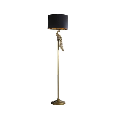 64.5" Modern Elegance Golden Peacock On A Pedestal Polyresin Floor Lamp - Ore International 1 64.5" Modern Elegance Golden Peacock On A Pedestal Polyresin Floor Lamp - Ore International