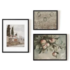 Americanflat 3 Piece Vintage Gallery Wall Art Set - Apple Tree Watercolor, Southern Austria, Afghan Rug By Maple + Oak -Home Decor Series Store GUEST 5381ea9c c8f3 4680 bc31 e0f61fb34eab