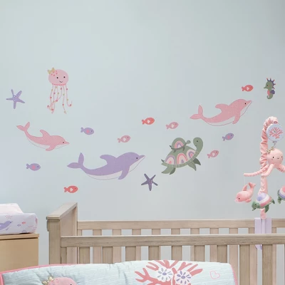 Lambs & Ivy Sea Dreams Dolphins/Turtles/Fish Underwater/Nautical Wall Decals 2 Lambs & Ivy Sea Dreams Dolphins/Turtles/Fish Underwater/Nautical Wall Decals - Image 2
