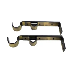 Versailles Home Fashions 2pk Window Curtain Rod Brackets - Antique Brass