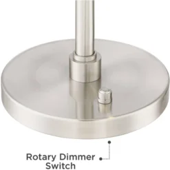 Possini Euro Design Eliptik Modern Desk Table Lamp 24 1/2" High Satin Nickel LED Swing Arm Adjustable Height For Bedroom Living Room Nightstand Office -Home Decor Series Store GUEST 57f95403 f17c 44cc 98ac ed3ad7d4f9f9