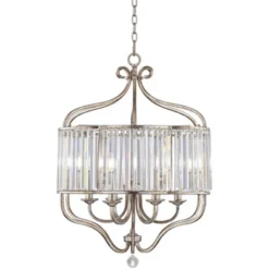 Vienna Full Spectrum Stella Antique Soft Silver Chandelier 22" Wide French Crystal Glass 6-Light Fixture For Dining Room House Foyer Kitchen Island -Home Decor Series Store GUEST 581f9ba0 d118 466a 91fc 946df71fe875
