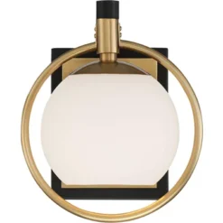 Possini Euro Design Carlyn Modern Wall Light Sconce Warm Brass Black Hardwire 8" Fixture Milky White Globe Glass For Bedroom Bathroom Vanity Reading -Home Decor Series Store GUEST 583d6e02 610d 468d 8b9e e3a4e2cf6b37