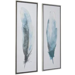 Set Of 2 Canvas Bird Feathers Framed Wall Arts With Silver Frames Blue - Olivia & May -Home Decor Series Store GUEST 58a8a7f3 3b01 4a93 aa9a 73fb8c3e5f9f
