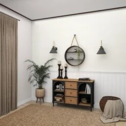 Metal Round 2 Shelf Wall Shelf With Hanging Rope Black - Olivia & May -Home Decor Series Store GUEST 58df768b fa55 42fc af14 70de49bcdc05