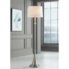 360 Lighting Karl Modern Floor Lamp Standing 63 3/4" Tall Brushed Nickel Metal White Tapered Drum Shade For Living Room House Bedroom Office Family