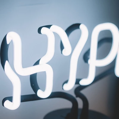 Amped Co 9.6" X 8.3" HYPE Real Neon Light Novelty Desk Lamp, White 5 Amped Co 9.6" X 8.3" HYPE Real Neon Light Novelty Desk Lamp, White - Image 5