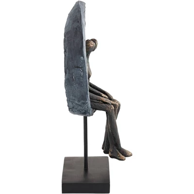 Studio 55D Abstract Couple 12" High Antique Brass Sculpture 4 Studio 55D Abstract Couple 12" High Antique Brass Sculpture - Image 4