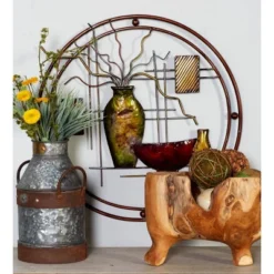 Metal Abstract Wall Decor With Vase Details - Olivia & May