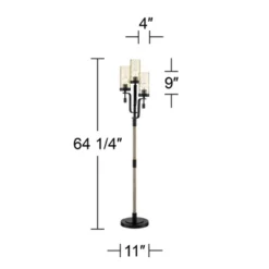 Franklin Iron Works Granada Rustic Farmhouse Tree Floor Lamp 64 1/4" Tall Black Faux Wood 3-Light Hammered Tinted Glass Shade For Living Room Reading -Home Decor Series Store GUEST 5d75bf7b f370 4eff b3c3 0414f32904cf