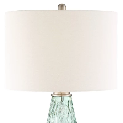 360 Lighting Julia 26 3/8" Tall Modern Coastal Table Lamps Set Of 2 Seafoam Green Glass Living Room Bedroom Bedside Nightstand House Off-White Shade 2 360 Lighting Julia 26 3/8" Tall Modern Coastal Table Lamps Set Of 2 Seafoam Green Glass Living Room Bedroom Bedside Nightstand House Off-White Shade - Image 2
