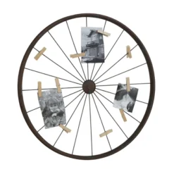 Metal Bike Wheel Wall Decor With Clothespin Photo Brown - Olivia & May -Home Decor Series Store GUEST 5e8a9787 0dda 4145 8c88 9074719539c3