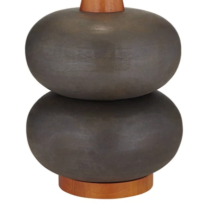 360 Lighting Amelia 28 3/4" Tall Mid Century Modern End Table Lamp Matte Black Ceramic Wood Single Living Room Bedroom Bedside Oatmeal Shade 5 360 Lighting Amelia 28 3/4" Tall Mid Century Modern End Table Lamp Matte Black Ceramic Wood Single Living Room Bedroom Bedside Oatmeal Shade - Image 5