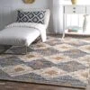 NuLOOM Hand Braided Marla Denim And Jute Diamonds Area Rug