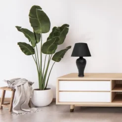 20.08" Traditional Ceramic Texture Imprint Winding Table Desk Lamp With Matching Fabric Shade Black - Creekwood Home 6 20.08" Traditional Ceramic Texture Imprint Winding Table Desk Lamp With Matching Fabric Shade Black - Creekwood Home -Home Decor Series Store GUEST 60f8a662 ce26 482b ae08 a9c2539dac45