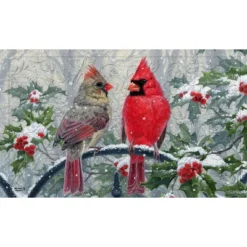 Evergreen Winter Peace Embossed Indoor Outdoor Doormat 1'6"x2'6" Red