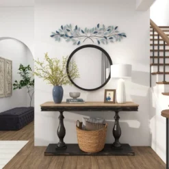 15" X 52" Metal Leaf Wall Decor With Gold Accent Blue - Olivia & May 27 15" X 52" Metal Leaf Wall Decor With Gold Accent Blue - Olivia & May -Home Decor Series Store GUEST 64db2a1d 433b 4410 a44a ed27c6793ff8