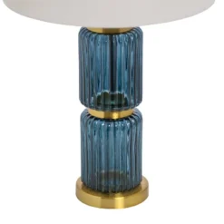 19.5" Vivian Cylinder Base Table Lamp Blue/Gold - River Of Goods -Home Decor Series Store GUEST 694b9ac7 507b 43d5 b723 9c4df541a876