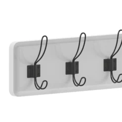 Emma And Oliver 34" Solid White Rustic Wall Hanging Storage Rack With Hooks For Entryway, Kitchen, Bathroom And More -Home Decor Series Store GUEST 69bd19ae 0aca 48e7 aa6a aa293b24eaa9