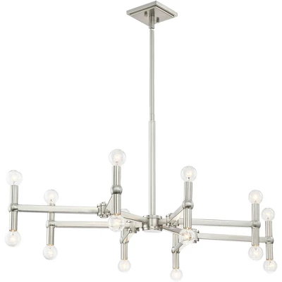 Possini Euro Design Marya Brushed Nickel Chandelier 37 3/4" Wide Modern 16-Light Fixture For Dining Room House Foyer Kitchen Island Entryway Bedroom 5 Possini Euro Design Marya Brushed Nickel Chandelier 37 3/4" Wide Modern 16-Light Fixture For Dining Room House Foyer Kitchen Island Entryway Bedroom - Image 5
