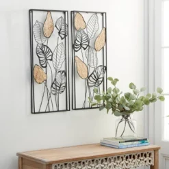 Set Of 2 Metal Leaf Tall Cut-Out Wall Decors With Intricate Laser Cut Designs Black - Olivia & May -Home Decor Series Store GUEST 6a940f2f dabb 4a12 92da ff91ad20821f