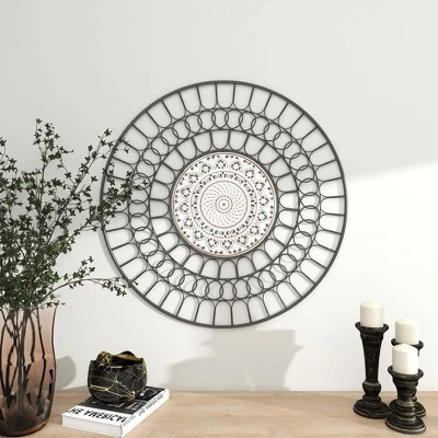 Metal Abstract Carved Design Wall Decor Black - Olivia & May 8 Metal Abstract Carved Design Wall Decor Black - Olivia & May - Image 8