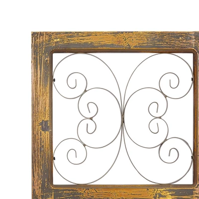 36" X 14" Wood Scroll Window Inspired Wall Decor With Metal Scrollwork Relief Brown - Olivia & May 3 36" X 14" Wood Scroll Window Inspired Wall Decor With Metal Scrollwork Relief Brown - Olivia & May - Image 3
