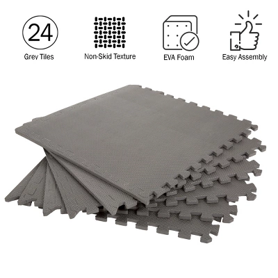 Foam Flooring Tiles 24-Pack Interlocking EVA Foam Pieces Non-Toxic Floor Padding For Playroom Gym Or Basement By Stalwart (Gray) 3 Foam Flooring Tiles 24-Pack Interlocking EVA Foam Pieces Non-Toxic Floor Padding For Playroom Gym Or Basement By Stalwart (Gray) - Image 3